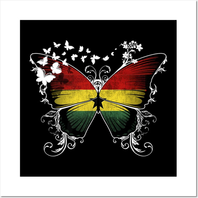 Ghana Flag Butterfly Wall Art by Near-Face Goddess